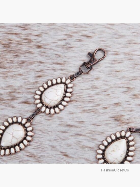 Vintage Western Concho Metal Chain Belt Adjustable Cowgirl Waist Accessory